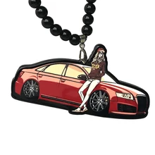 Красный крутой автомобиль Красота Девушка двойными бортами печатный значок Мода кулон зеркало заднего вида JDM орнамент хип-хоп ожерелье для Audi