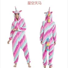 Onesie,, кигуруми в виде животных, тигра, звезды, единорога, Комбинезоны для взрослых, унисекс, женская одежда для сна с капюшоном, для взрослых, зимняя фланелевая розовая свинья