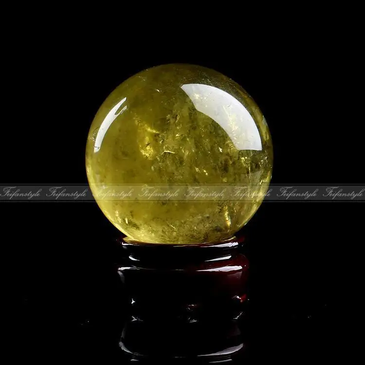 

AAAAA++1pc 40mm Natural Citrine Quartz Crystal Sphere Ball Healing/Stand F837 natural stones and minerals