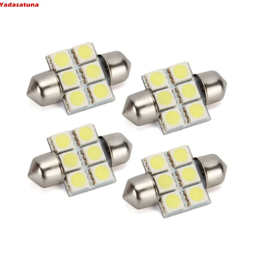 4 Pezzi Lampada Siluro 31Mm 6 Led Super Branca Teto Placa