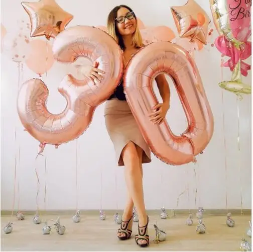 

40inch Birthday Number Balloons 18 21 30 40 50 Adult Birthday Party Foil Helium Balloons Rose Gold Anniversary Party Decoration