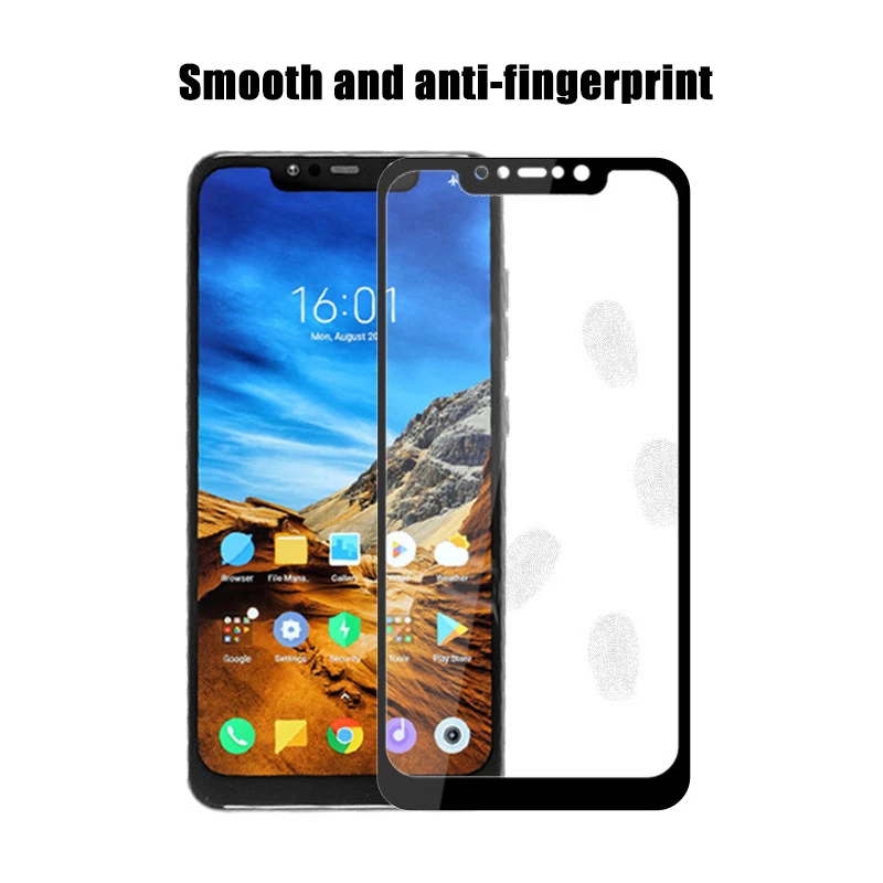Закаленное стекло с полным покрытием для Xiaomi Poco F1 2 шт. защита экрана защитная