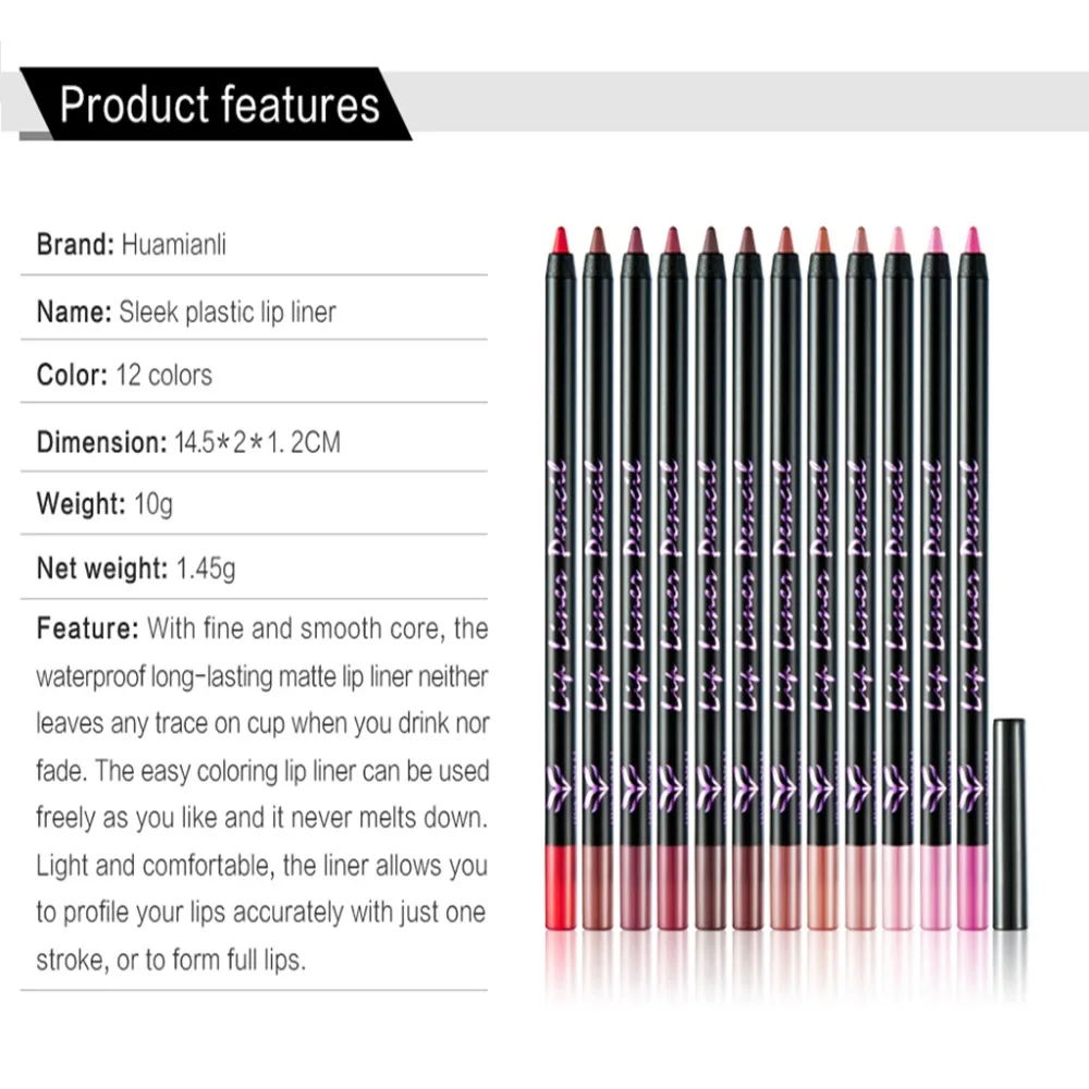 12 Colors Lip Liner Pencil Shaping Lipliner Charming Lipstick Lips