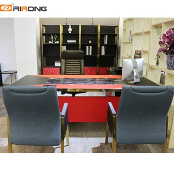 

Luxury 2m Black and Red Modern Style Office Home Study Leather Wood Office Executive Manager Ceo Office Desk Table