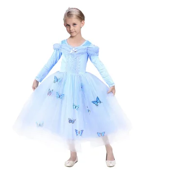 

Blue Elsa Cinderella Princess Costume Halloween Costumes for Kids Stage Magic Fairy Princess Dress Cosplay Size S-XXL