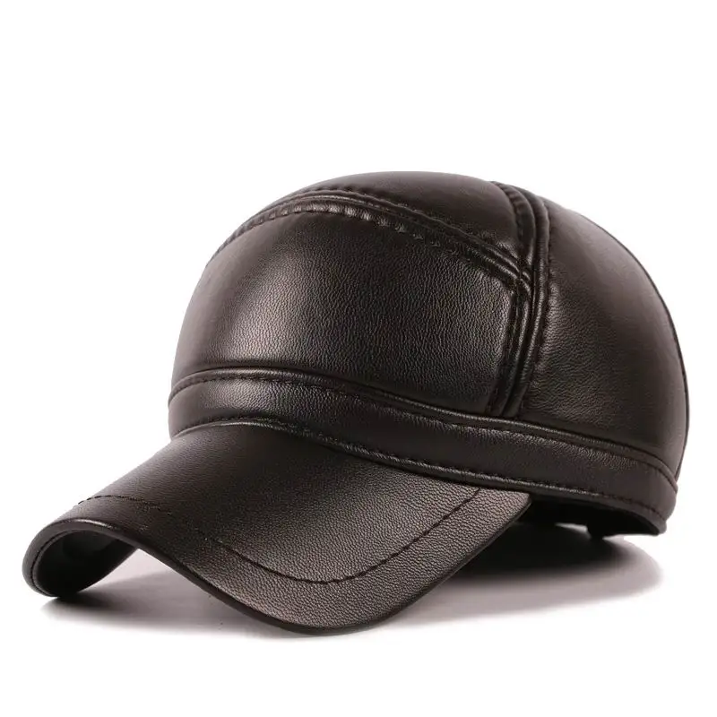 black leather baseball cap wholesale faux font warm winter male with fur pom black leather baseball cap wholesale faux font warm winter male with fur pom