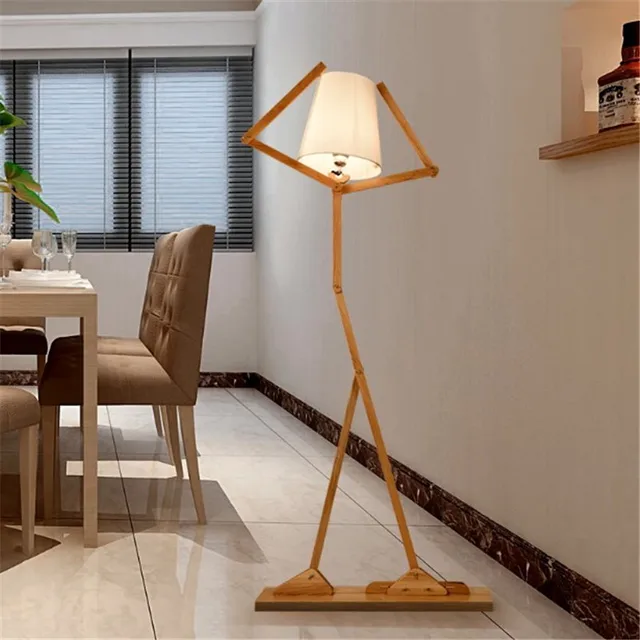 Modern Diy Wooden Floor Lamp Nordic Creative Decoration E27 Log Modern Diy Wooden Floor Lamp Nordic Creative Decoration E27 Log Fabric Cover Light Living Room Bedside