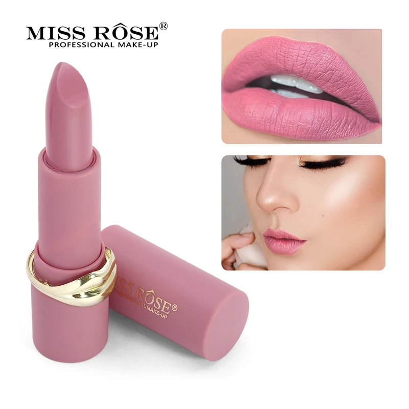 200005536# MISS ROSE Форма губ помада красная красота матовая губная помада стойкая Водонепроницаемая легкая в цвет Рубиновая Роза Макияж для губ дешево