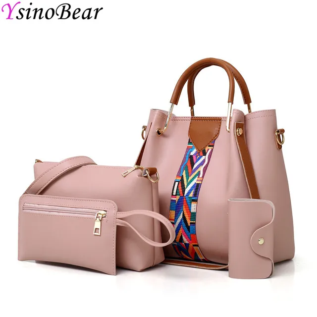 4 Pcs/Set Women Leather Handbags 2018 Fashion Designer Female Shoulder Bags Composite Bag Casual Crossbody Messenger Tote Bags