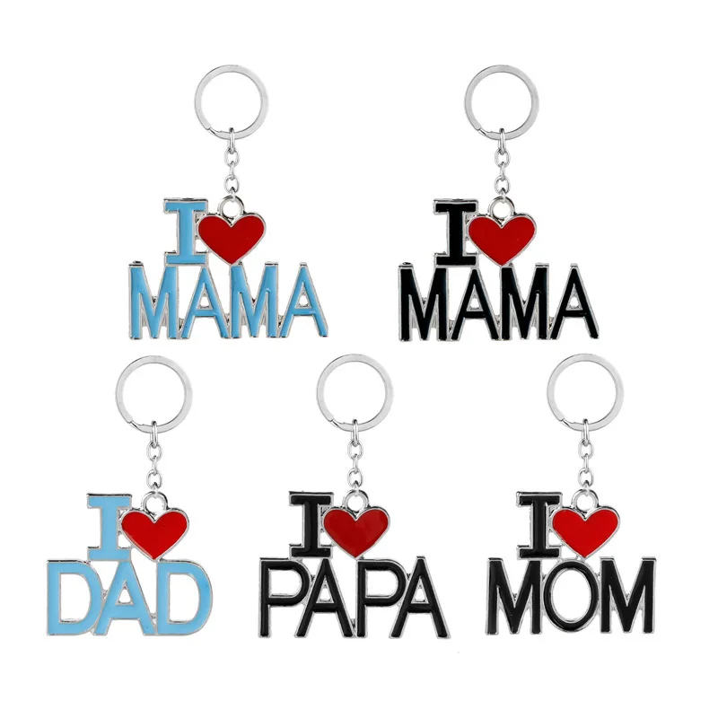 Fashion Family MOM Keychains Accessories Metal Keychain Mother Father 's Day Gift Valentine' s Gift I Love Dad and PaPa Keychain