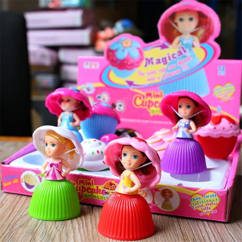 12pcs/Set Mini Cartoon Cupcake Princess Dolls Toys Creative Transformed Cute Cake Doll Beautiful Toy For Girls Birthday Gifts