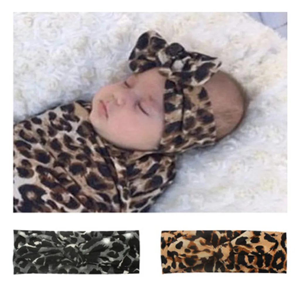 

ARLONEET 0-2 years Girls Baby Toddler Princess Leopard print Bow Headband kids turban Hair Band Accessories Headwear W0520
