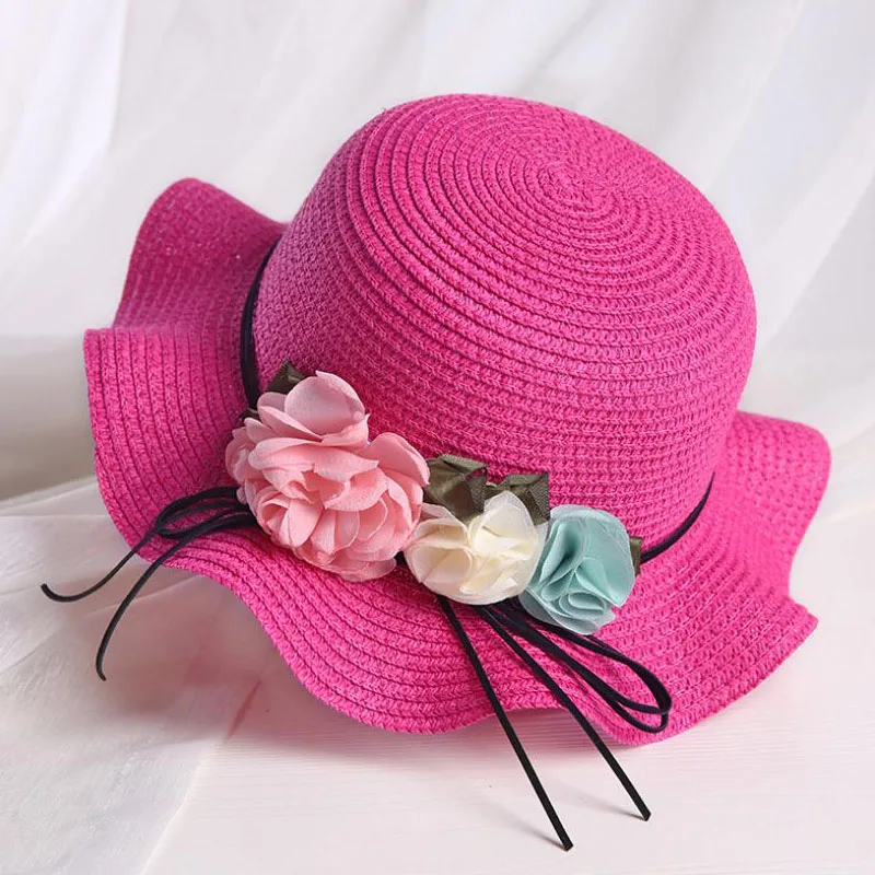 Doitbest корейские соломенные шляпы с цветами для мальчиков и девочек, летние шляпы от солнца для детей, детские пляжные шляпы для путешествий и отдыха, детская солнцезащитная Кепка