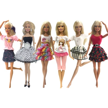 

NK 6 Pcs /Set Doll Handmade Fashion Clothes Noble Dress Suits For Barbie Doll Best Gift Baby Toy Doll Clothing 007A