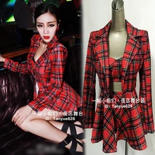 (jacket + chest + shorts)The new British style nightclub bar suit costumes catwalk photo album DS DJ song female sexy costume