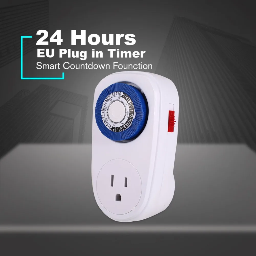 

24 Hours Plug in Mechanical Grounded Programmable Timer Switch Smart Countdown Switch Socket Indoor Auto Power off blue