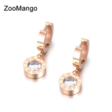 ZooMango AAA круглые серьги из нержавеющей стали с кубическим цирконием в виде цыганских цифр, очаровательное ювелирное изделие для женщин и девочек, серьги ZE18041