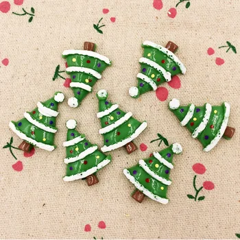 

10Pieces Flat Back Resin Cabochon Christmas Tree DIY Flatback Embellishment Accessories Xmas Resin Craft Decoration:24*31mm
