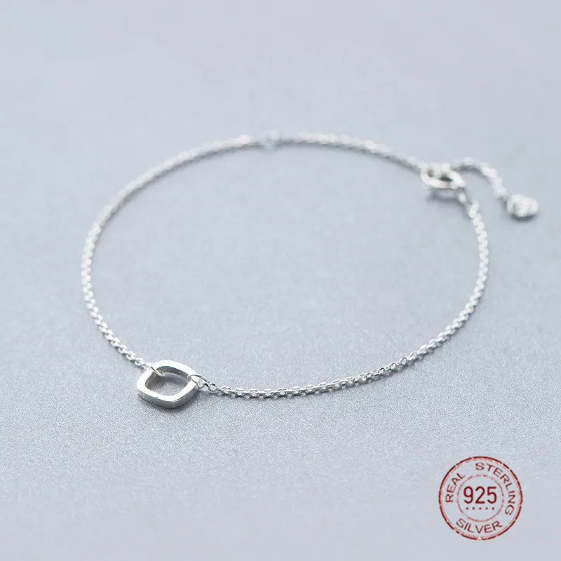 Simple Love 925 Sterling Silver Geometric Square Charm Thin 925 Sterling Silver Geometric Square