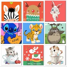 40X40 см рамка Животное мультфильм DIY цифровая картина маслом по номерам Европа абстрактный холст для гостиной стены искусства Рождество