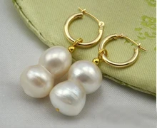 Las mujeres de La Joyería Pendiente 20mm Blanco calabaza Natural perlas de Agua Dulce perla destacado perla Cuelga El Pendiente
