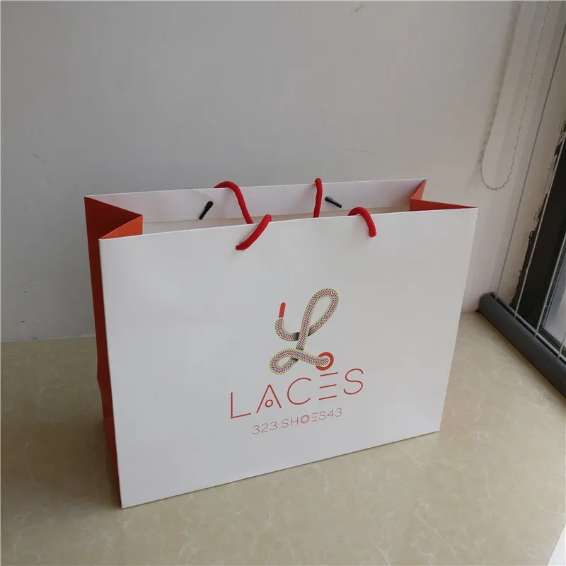 Wholesale 1000pcs/lot reusable boutique gift paper shopping bag customized printing logo luxury