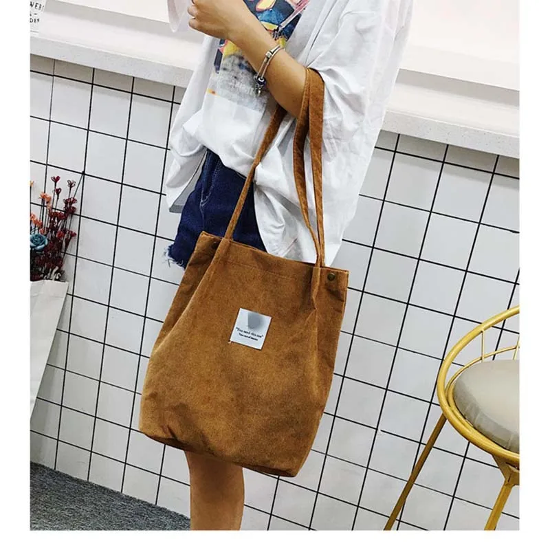 

High Capacity Shopping Bag Women Canvas Shoulder Bag Foldable Reusable Shopping Bag Tote Ladies Casual Crossbody Bags Handbag