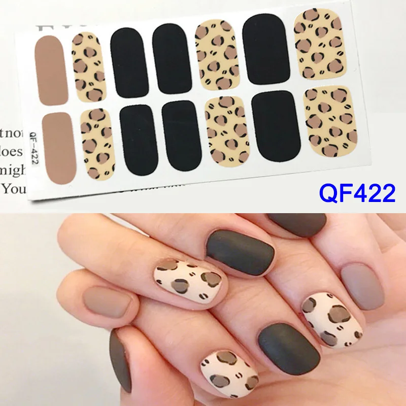 7 Pair Leopard Solid Color Nail Stickers Waterproof Durable Stickers Decals Set Nail Stickers SK88