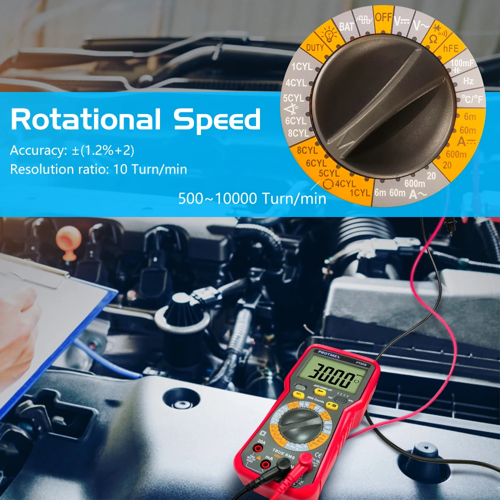 PROTMEX 6000 отсчетов дисплей TRMS Автозапуск автомобильный двигатель мультиметр Частота Емкость