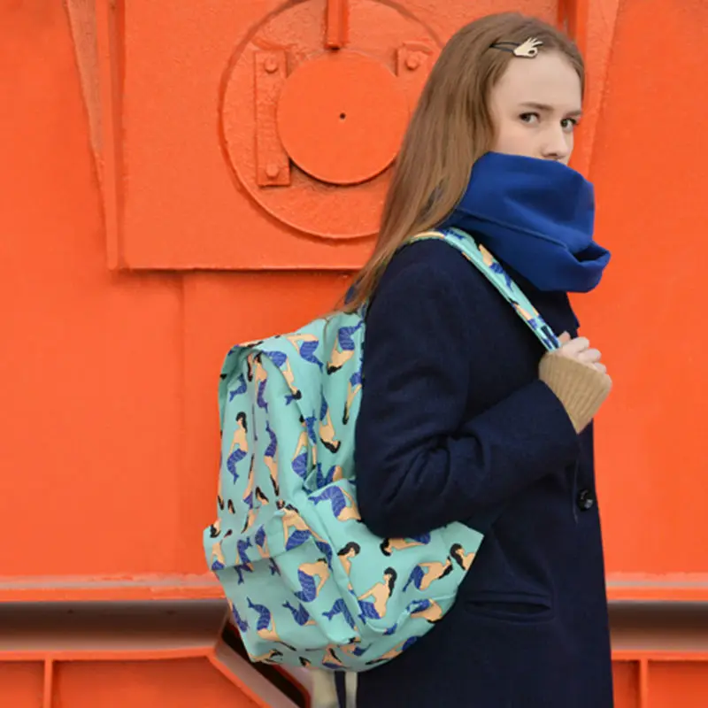 YIZISTORE Canvas backpacks for teenage boys girls with printing 4 patterns FUN KIK