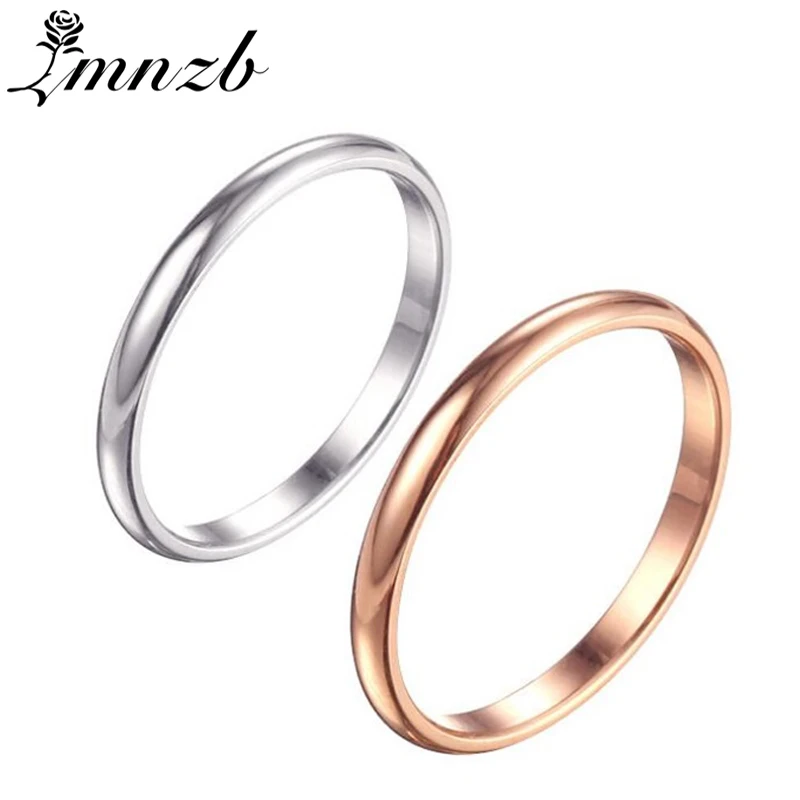 LMNZB Anti-allergy Stainless Steel Gold Color Stackable Smooth Simple Ring Wedding Couples Rings Jewelry for Man and Woman LRJ02