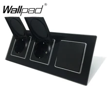 2 Колпачковая розетка+ светильник-переключатель адрель Черный Кристалл Стекло ЕС Тройная рамка 1 комплект 2 способа и 16А ЕС настенная розетка с крышкой когти крепление