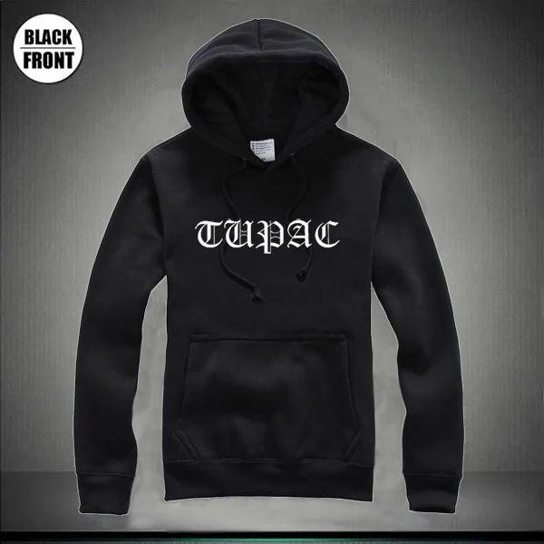 Mens Tupac Letter Logo Print Hoodie Winter Clothing Male