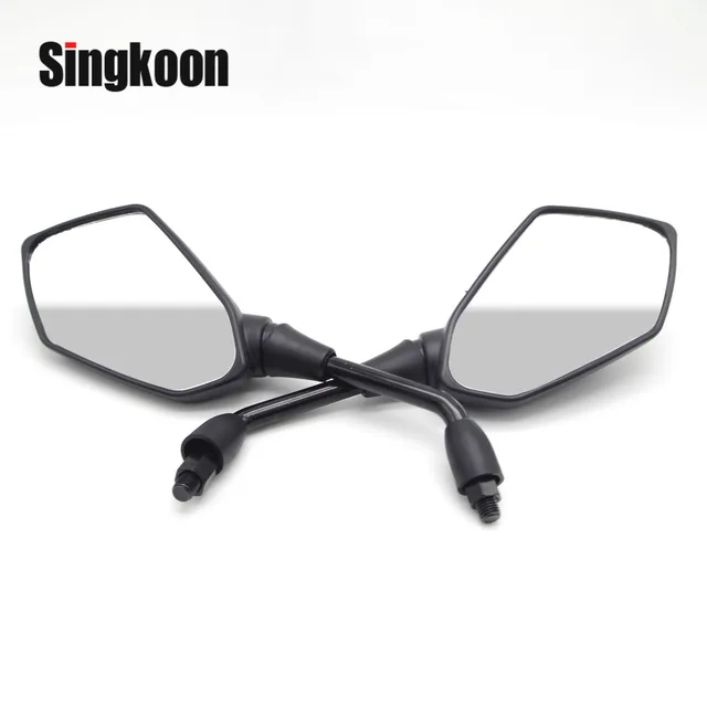 US $14.85 Universal 10mm Motorcycle Rearview Mirrors Black Scooter retroviseur moto FOR suzuki sv 650 gsr 600