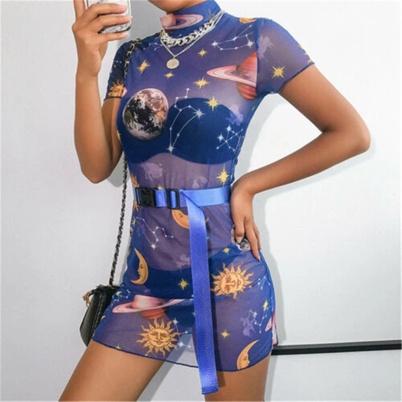 

Summer Clothes For Women Sexy Women Sheer Mesh See Through Bandage Bodycon Type Short Mini Dress Beach Club Hot Selling