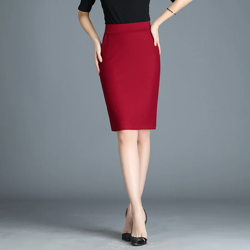 Женские сексуальные юбки-карандаш размера плюс XXXL для офиса, высокая талия, длина до колена, повседневная узкая юбка, облегающая бедра, женские юбки jupe femme