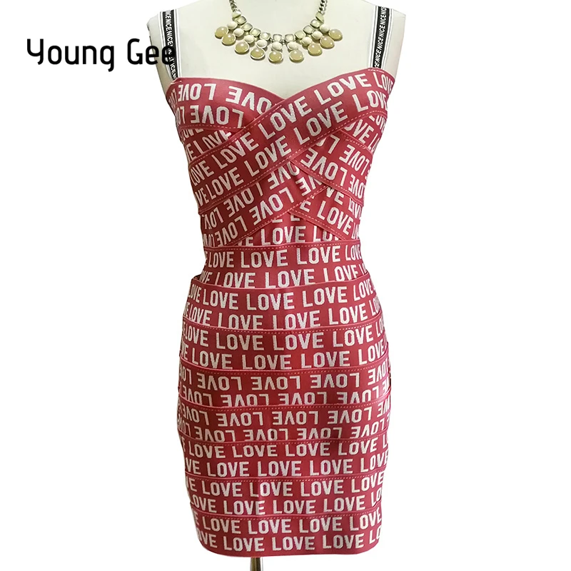 

Young Gee Summer 2 Piece Set Women LOVE Printed Bandage Crop Top&Tube Pencil Skirt 2019 Ladies Elegant Two Piece Sets Tracksuit