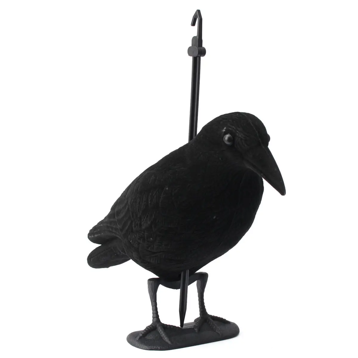 

Garden Flocked Hard Plastic jet black Crow Decoy Hunting Stand Body Feet Stake