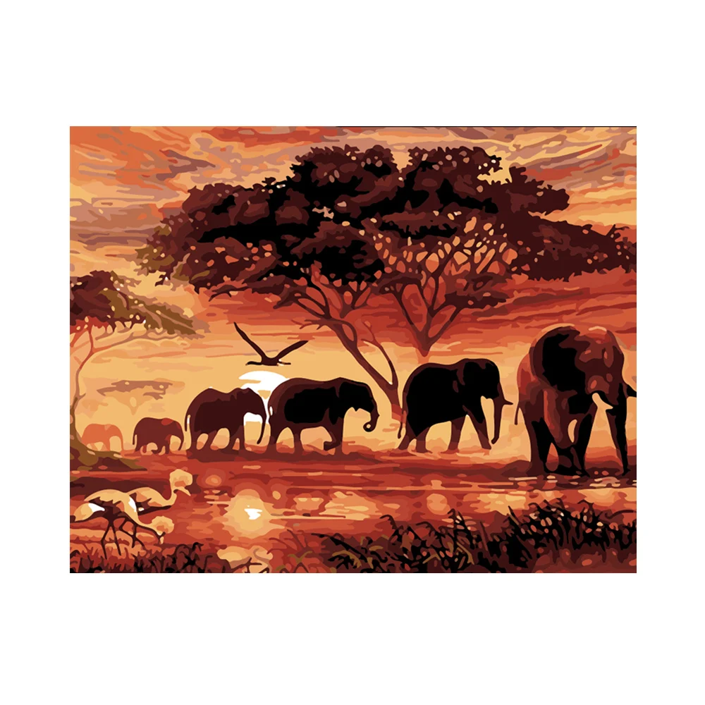 

Diamond Painting Cross Stitch Diy Embroidery Elephants Painting Round Drill Diamond Mosaic Beads Pasted Needlework