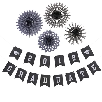

2018 GRADATE Banners Graduation Bunting Banners Decoration Photo Props Tissue Paper Flowers Fans Garland For Graduation Party