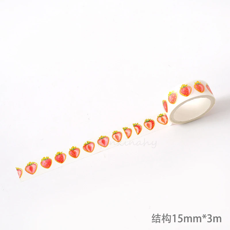 Cute Strawberry Party Series Bullet Journal gold Washi Tape Decorative Adhesive Tape DIY Scrapbooking Sticker Label Stationery - Цвет: 1