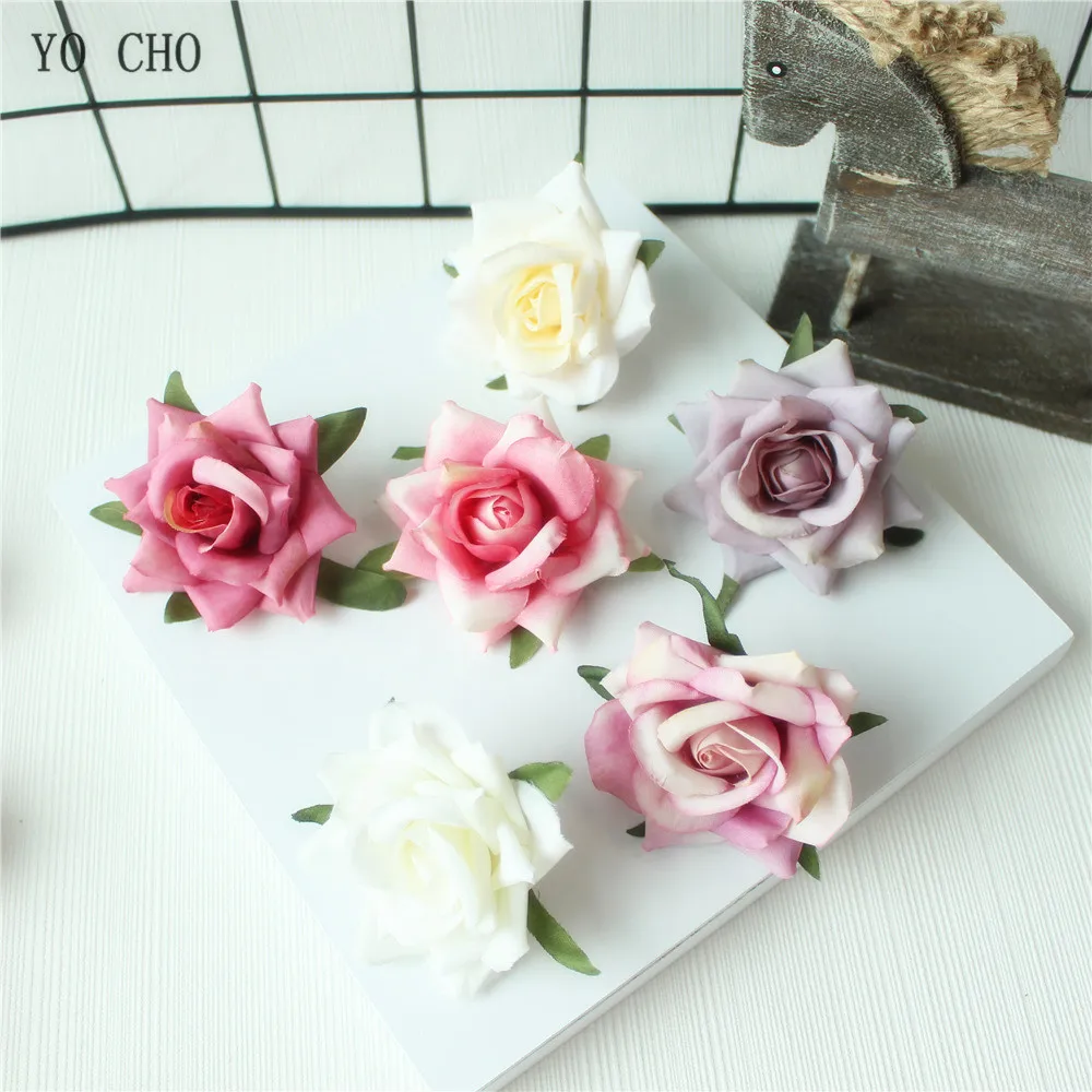 Rose Artificial Flower Head White Pink Silk Peony Wedding Party Decoration DIY Decorative Fake Flower  (24)