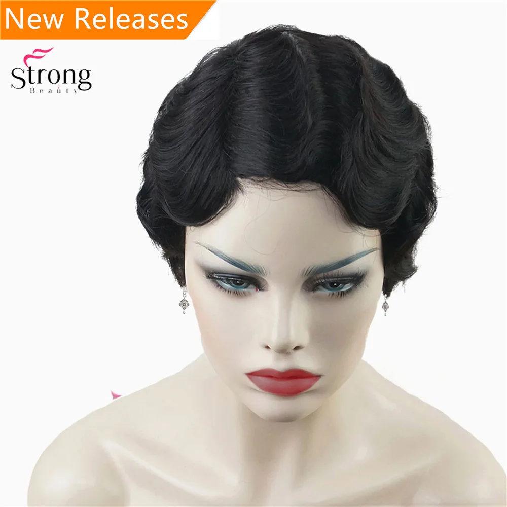 Wine red/Black African Short Finger Waves Hairstyles 70% Human Hair and 30% Kanekalon Wig Flapper Hairstyle Wig For Black Women Wine red/Black African Short Finger Waves Hairstyles 70% Human Hair and 30% Kanekalon Wig Flapper Hairstyle Wig For Black Women