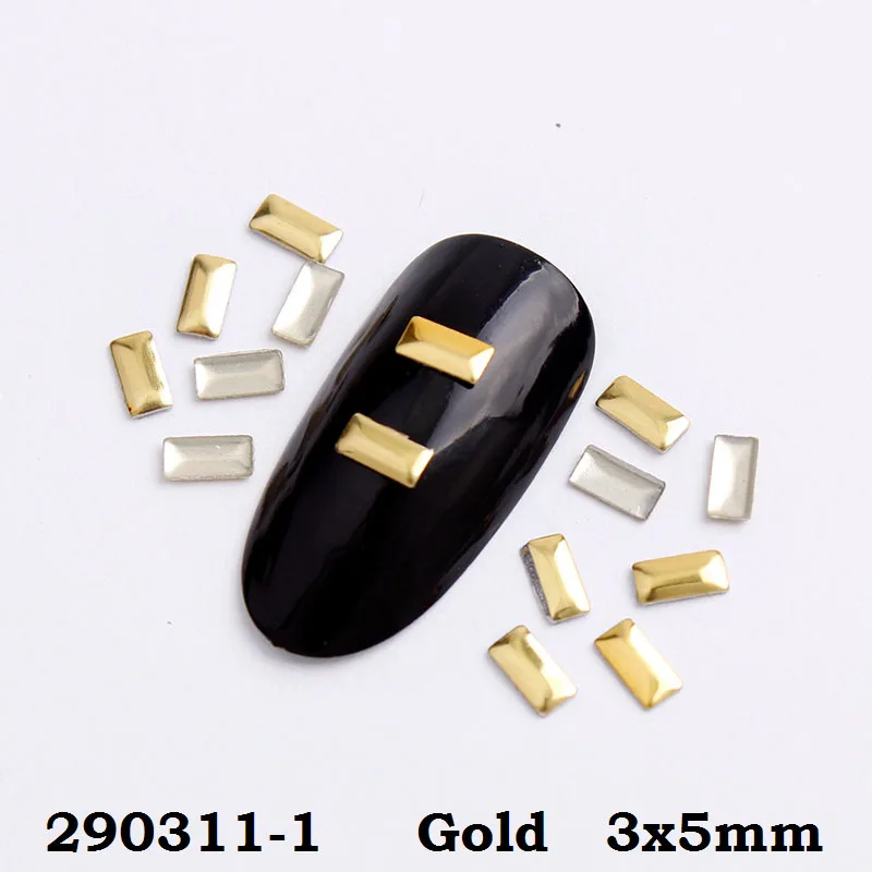 2x4 мм/3x5 мм/2x5 мм Золотой/Серебряный прямоугольник Hot Fix дизайн ногтей заклепки панк-рок стиль для DIY украшения ногтей - Цвет: Gold       370pcs