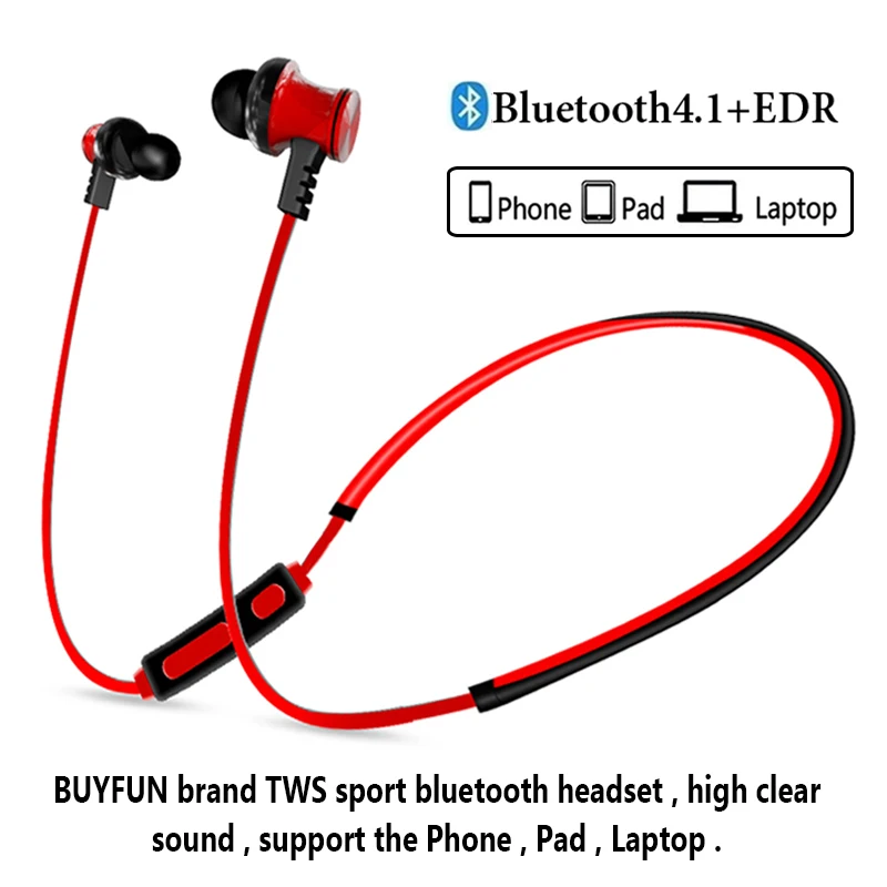 Kopen V4.1 + EDR TWS Bluetooth Hoofdtelefoon Sport Bluetooth Headset Hals Oortelefoon Voor Apple iPhone Samsung Xiaomi Telefoon Draadloze Oordopjes
