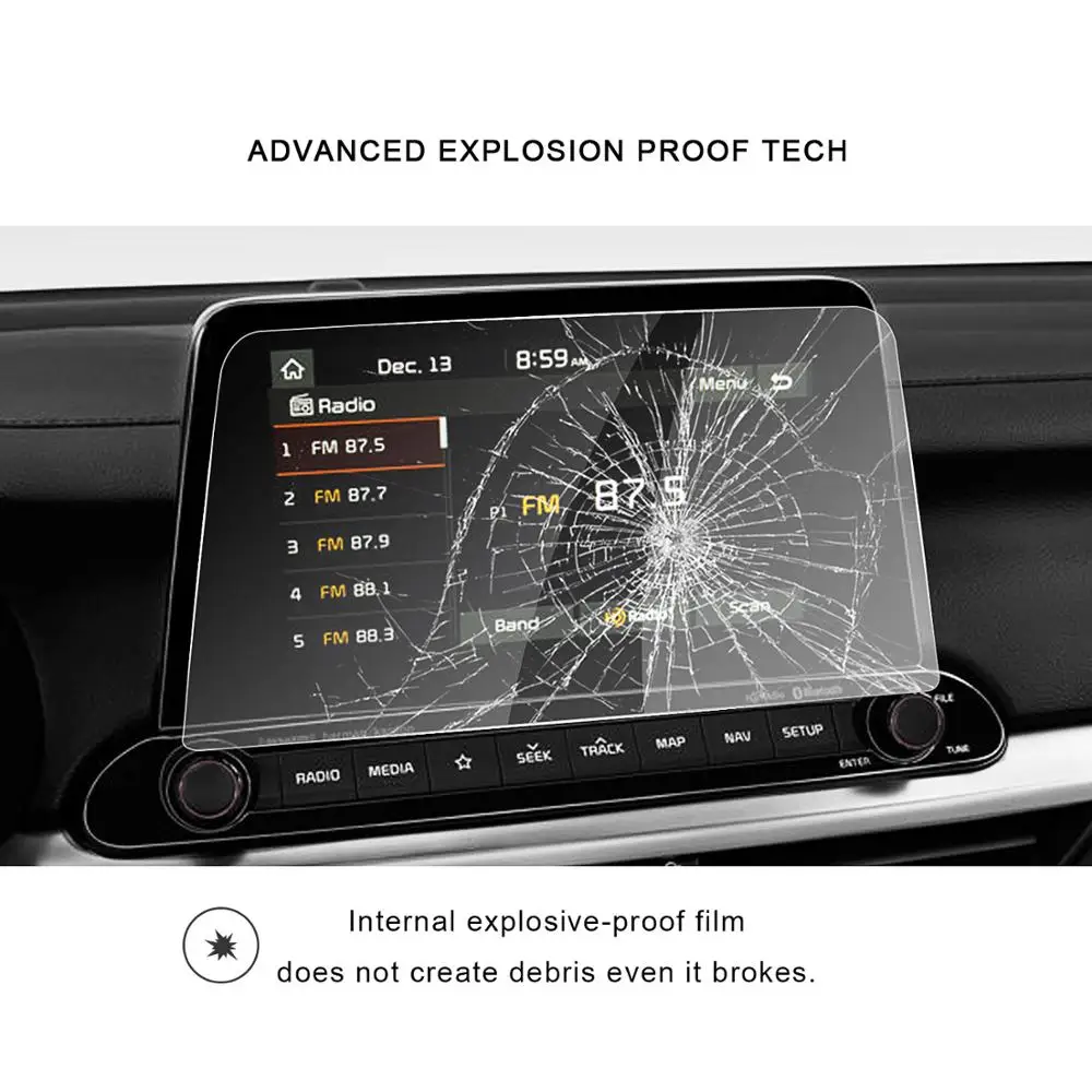 Ceny Folia ochronna na ekran RUIYA dla Kia Forte 2019 nawigacja samochodowa ekran dotykowy centrum, 9H ochronne szkło hartowane na ekran