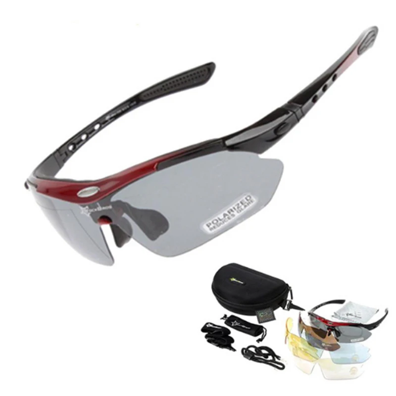 ROCKBROS походные очки UV400 поляризованные солнцезащитные очки мужские тактические очки для стрельбы рыболовные альпинистские спортивные очки велосипедные очки - Цвет: Red Sunglasses