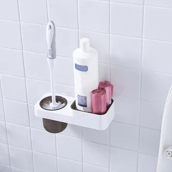

Hot Sale High Quality Plastic Toilet Cleaning Brush Free Wall Mounted Suction Cup Toilet Brush Storage Rack Bathroom Accessories