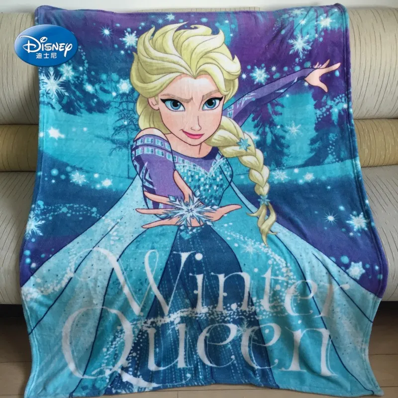 Зимнее Флисовое одеяло Принцессы Диснея небесно-голубого цвета для девочек, коралловый флис, очень мягкое, для малышей, детей, девочек, подарок на день рождения, 120x150 см