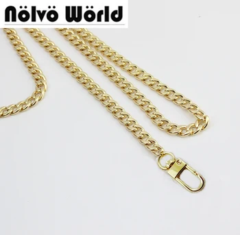 

5pcs 8mm wide Golden color 110cm 120cm 130cm chains metal strap with hook for ladies bag's chain long strap chain